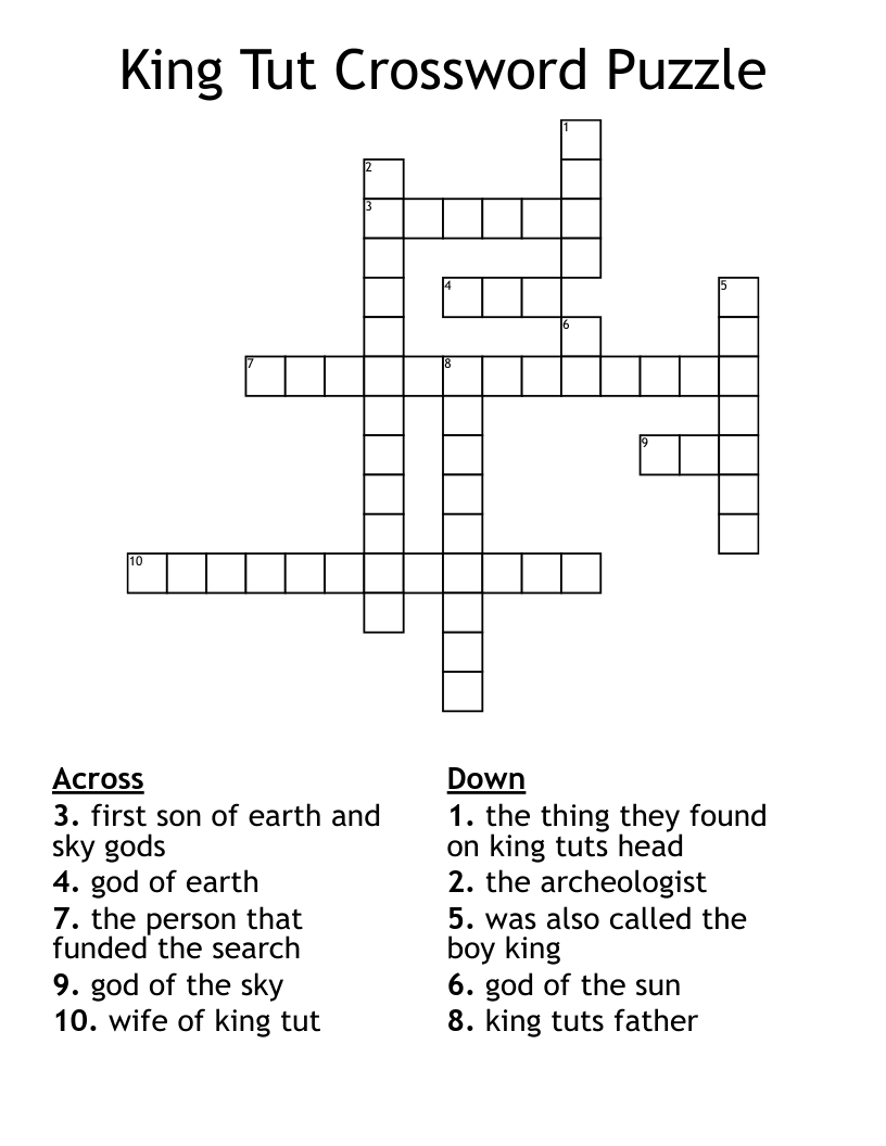 King Tut Crossword Puzzle