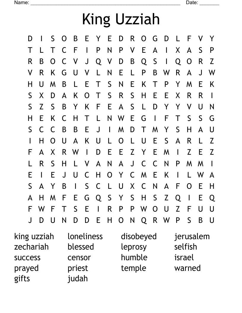 King Uzziah Word Search