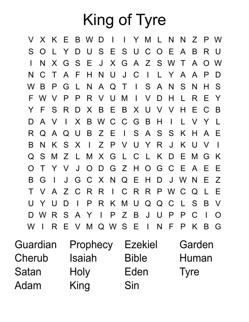 King of Tyre Word Search