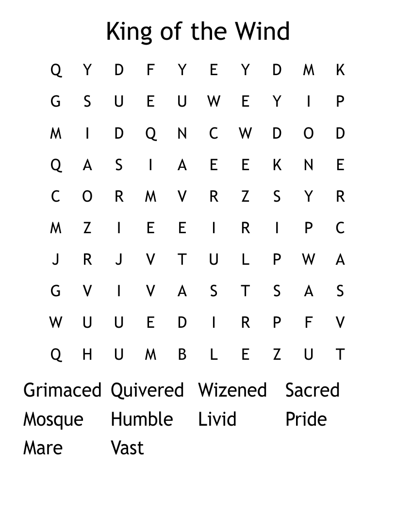 King of the Wind Word Search