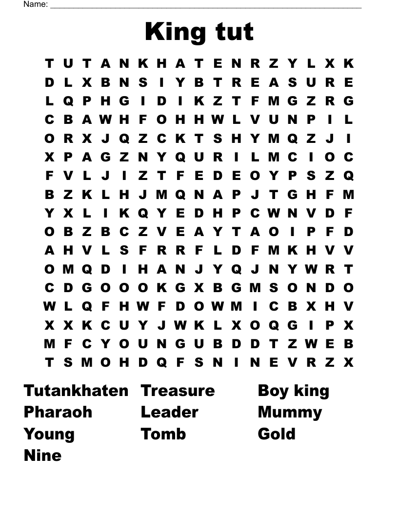 King tut Word Search