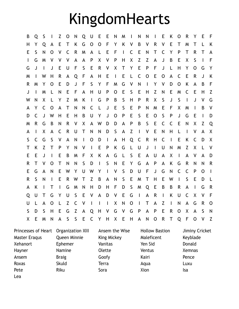 KingdomHearts Word Search