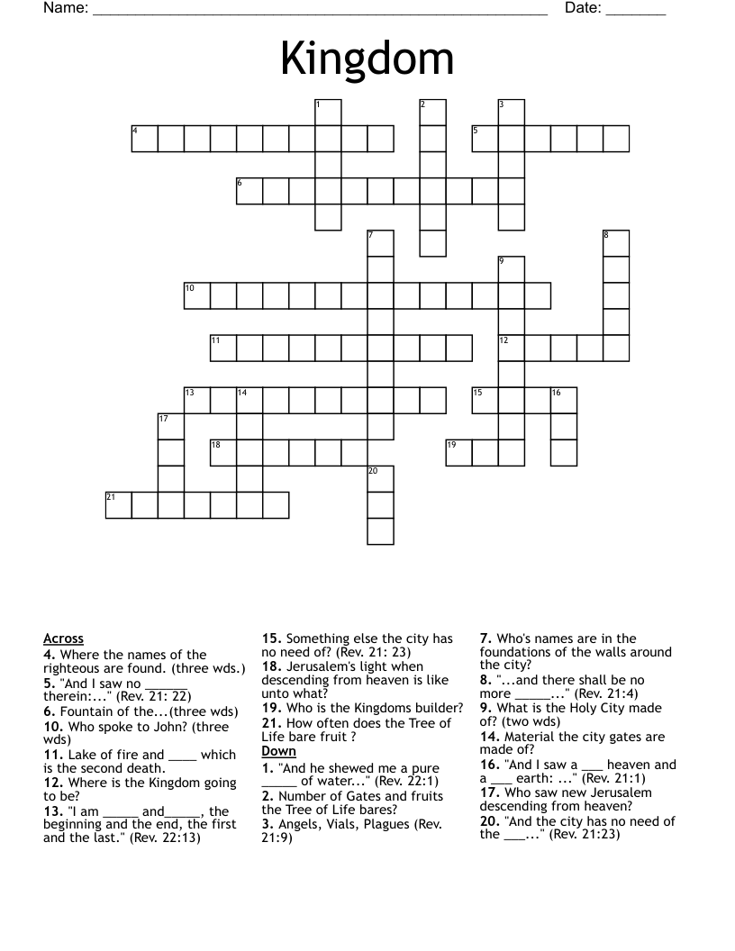 Kingdom Crossword