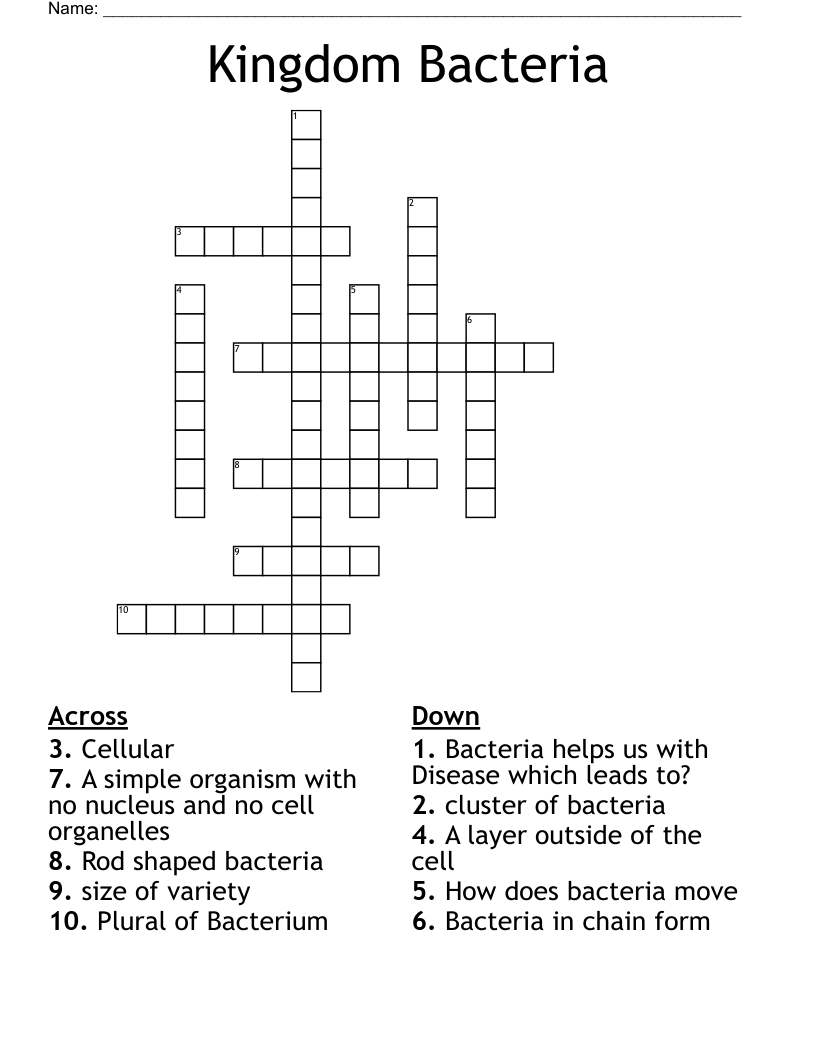 Kingdom Bacteria Crossword