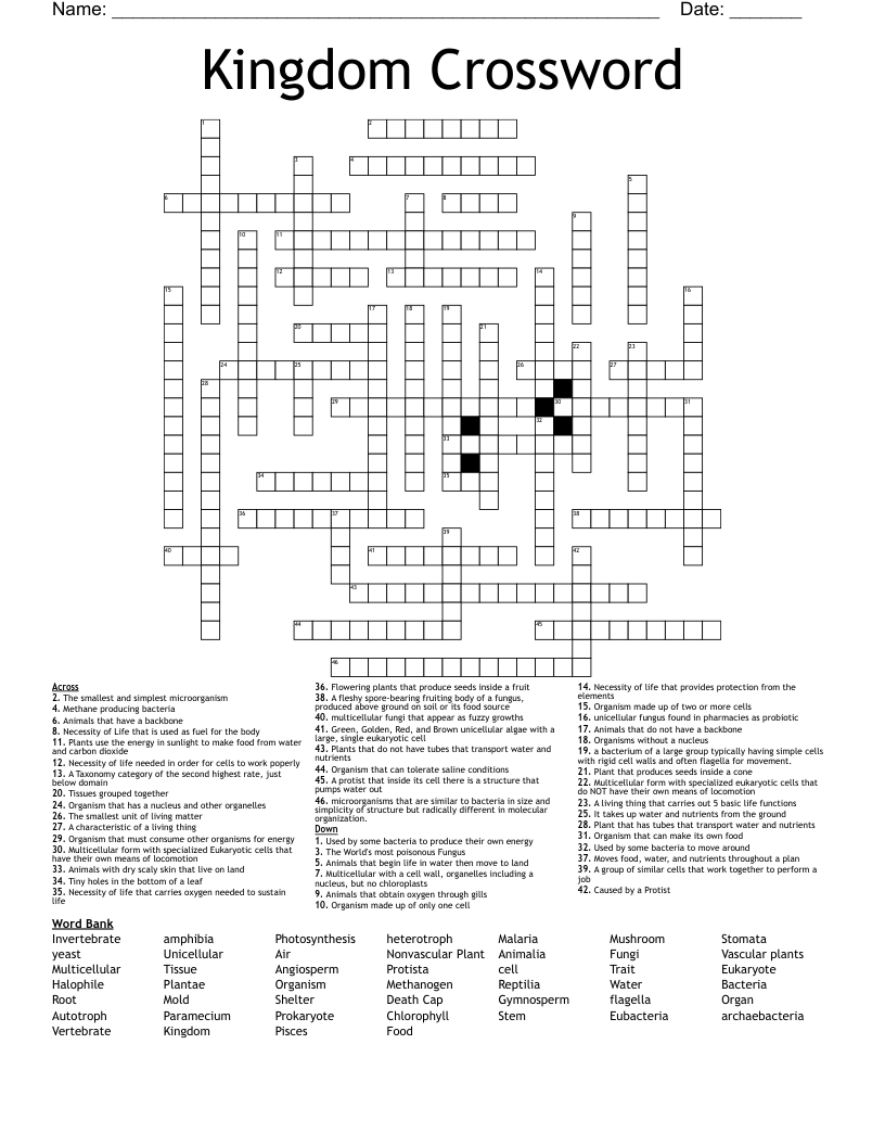 Kingdom Crossword