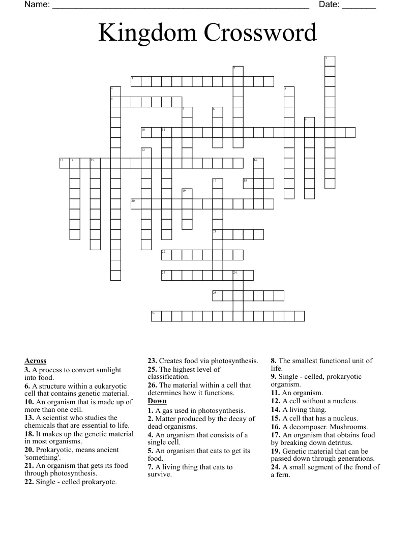 Kingdom Crossword