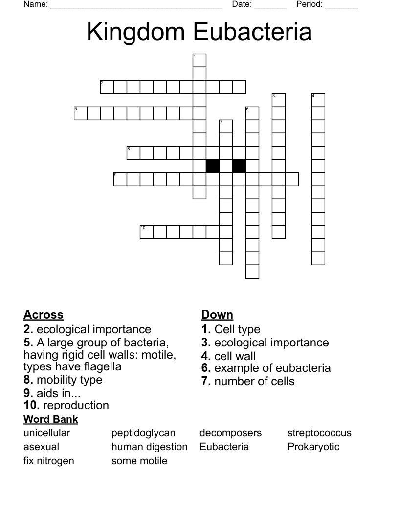 Kingdom Eubacteria  Crossword