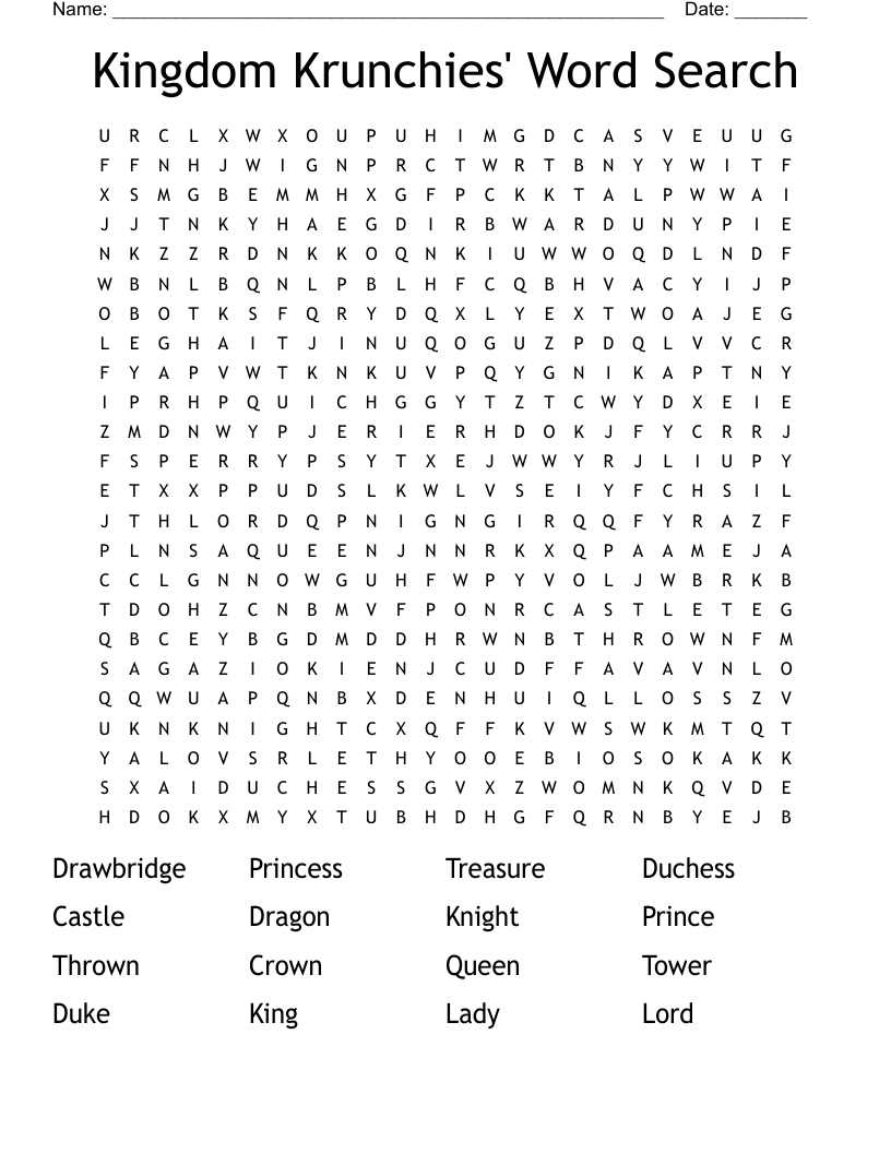 Kingdom Krunchies' Word Search