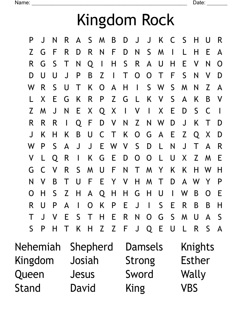 Kingdom Rock Word Search