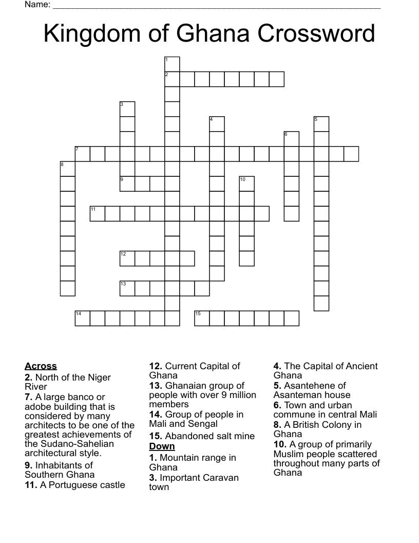 Kingdom of Ghana Crossword