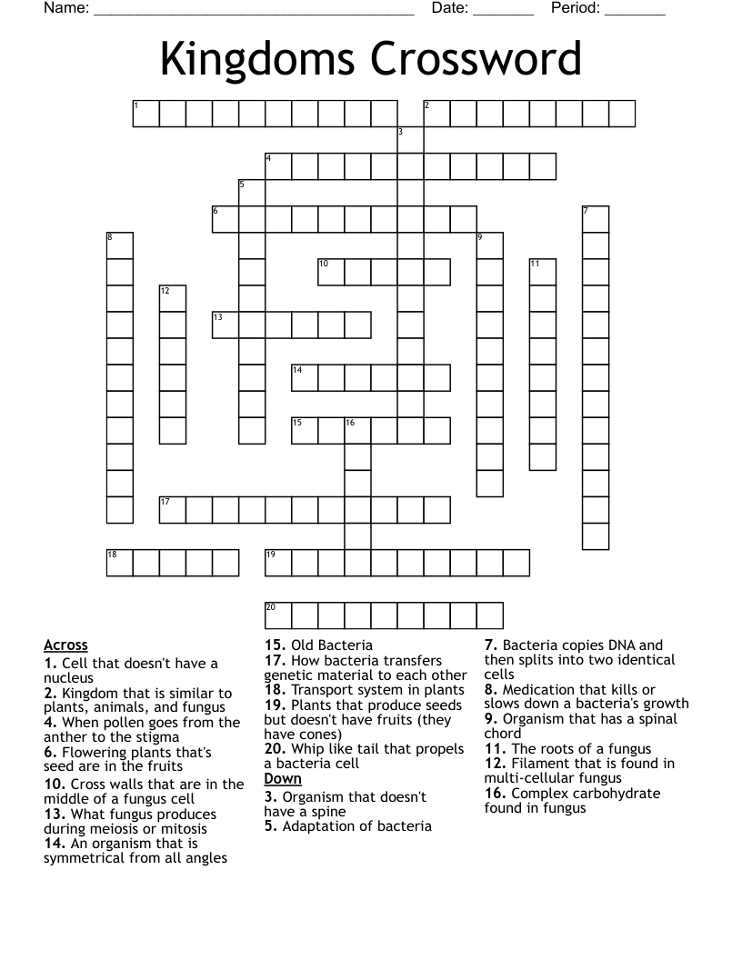 Kingdoms Crossword