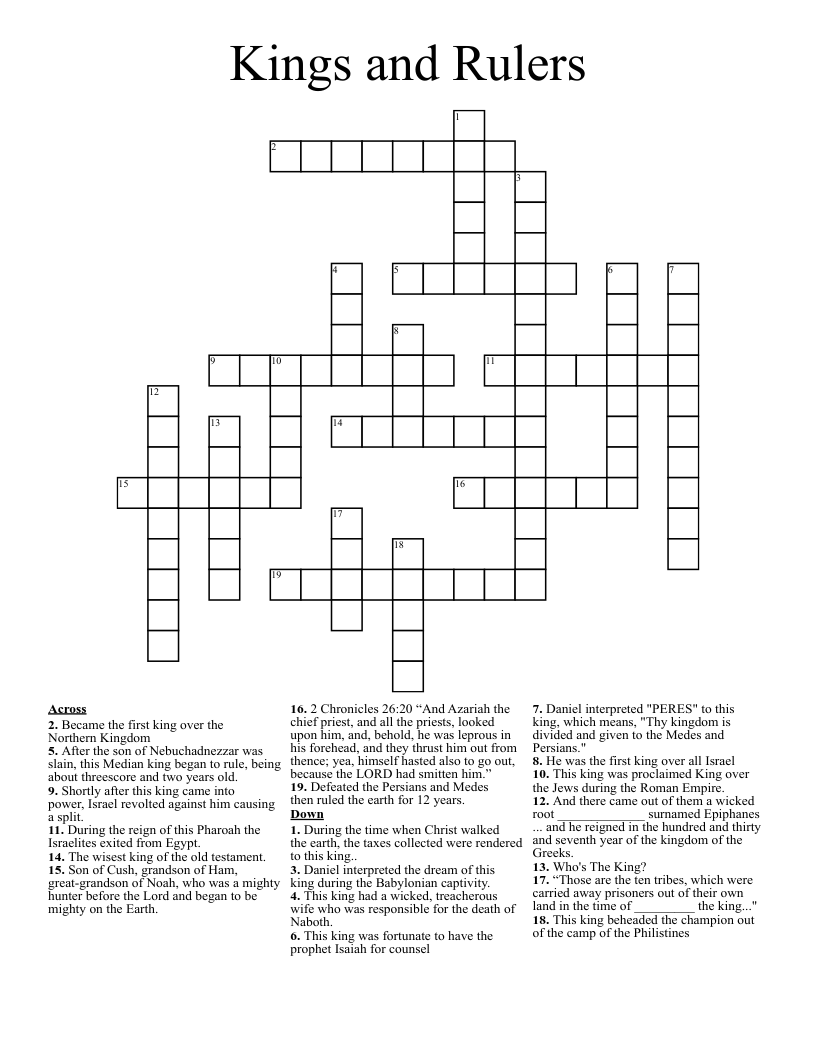 Kings and Rulers  Crossword