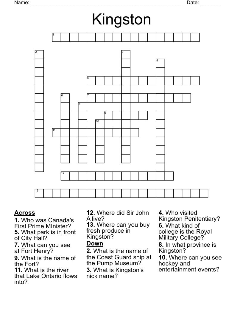 Kingston Crossword
