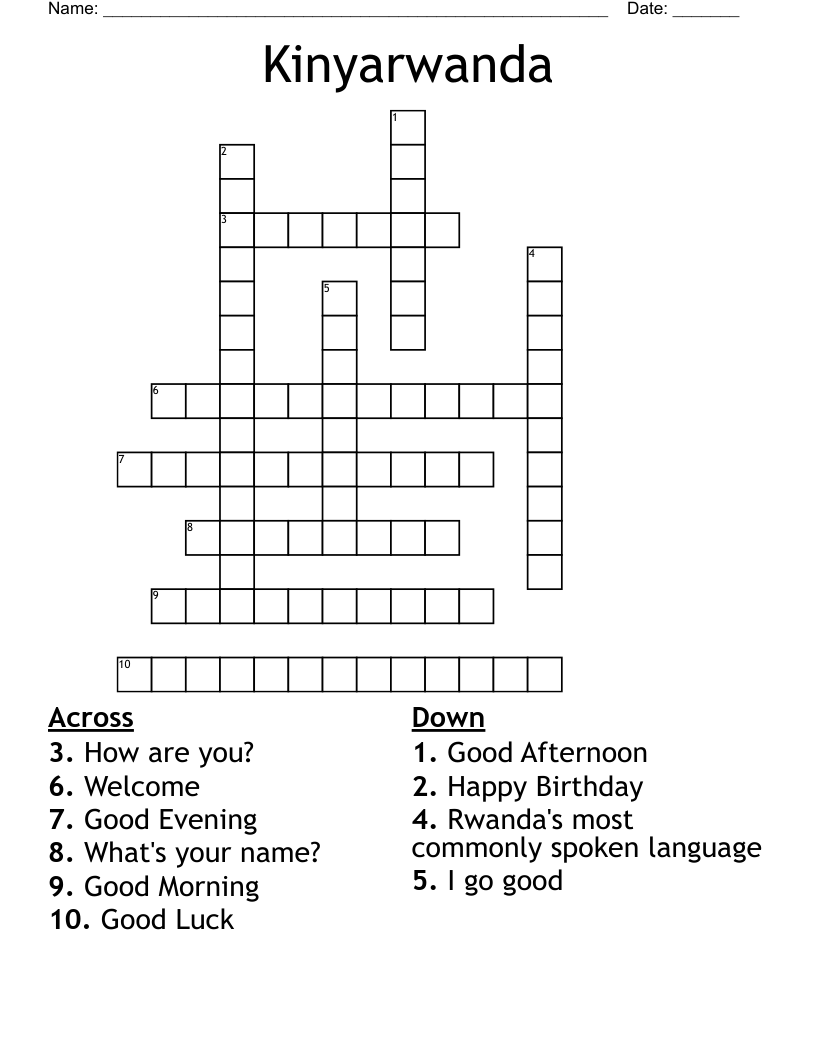 Kinyarwanda Crossword