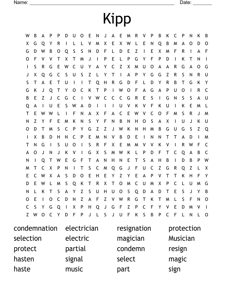Kipp Word Search