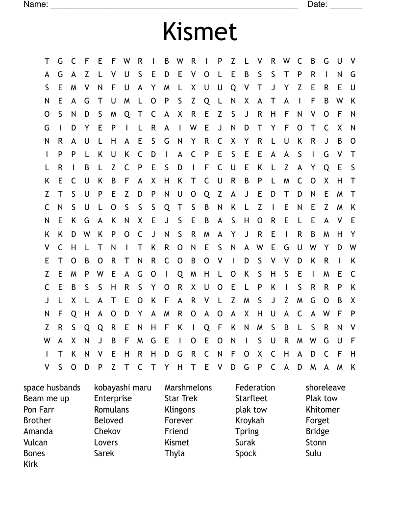 Kismet Word Search