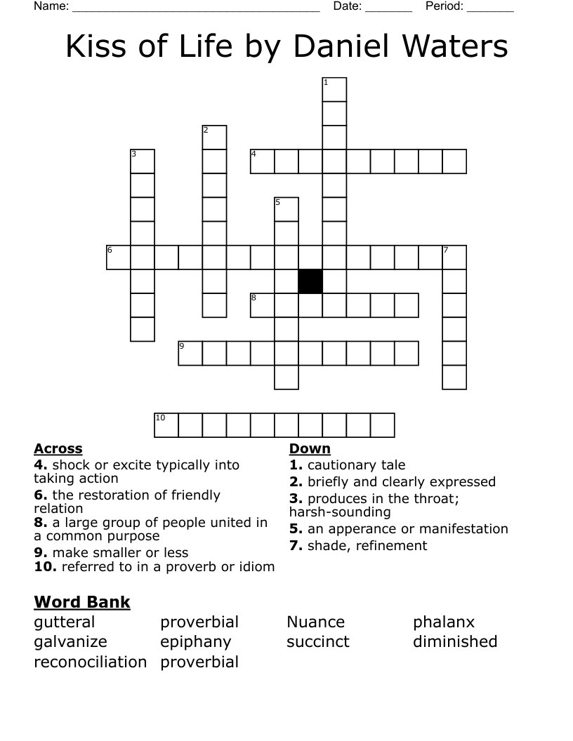 Kiss of Life by Daniel Waters  Crossword