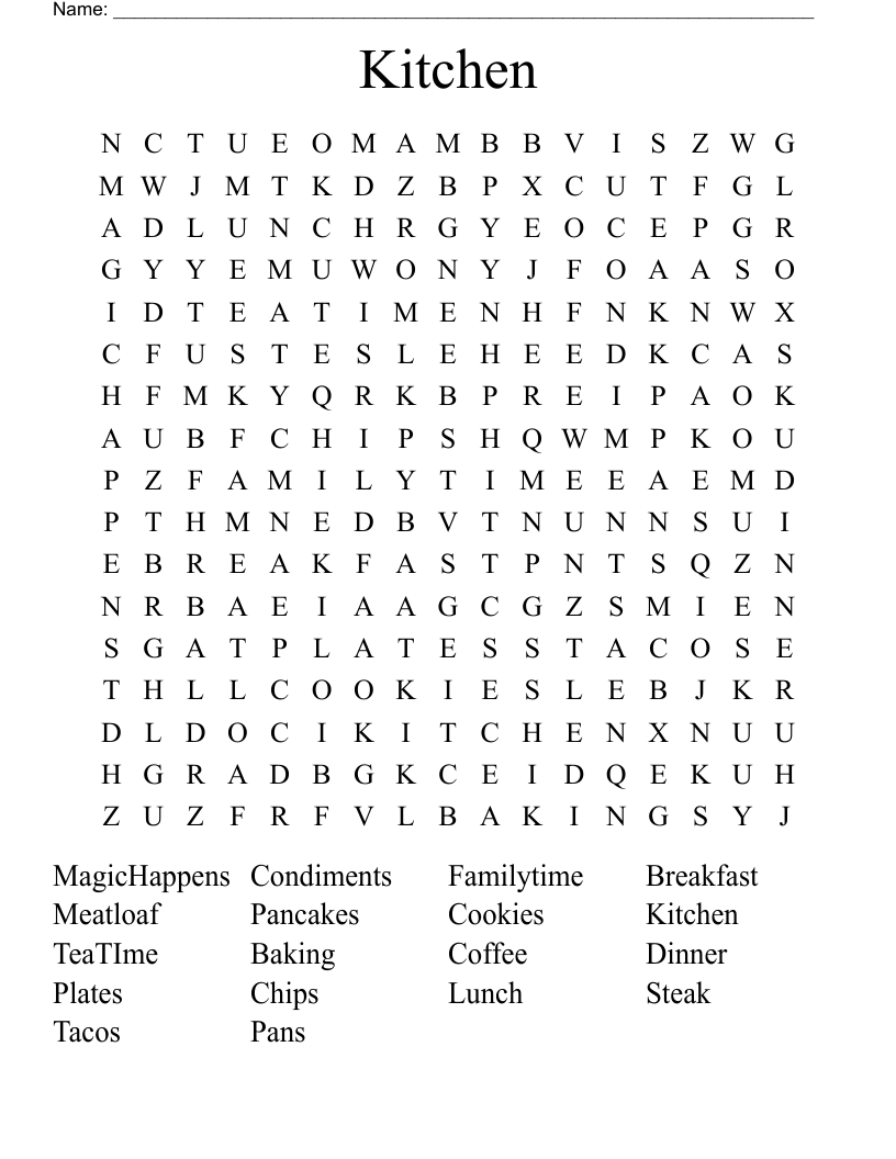 Kitchen Word Search