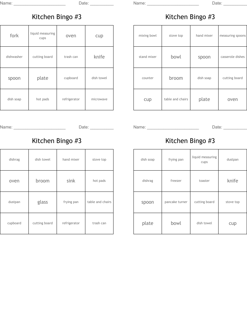 Kitchen Bingo #3