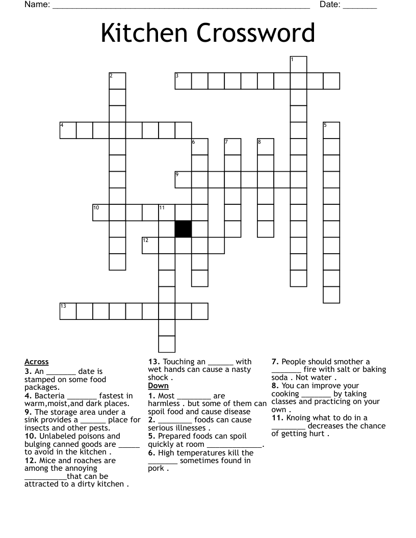 Kitchen Crossword