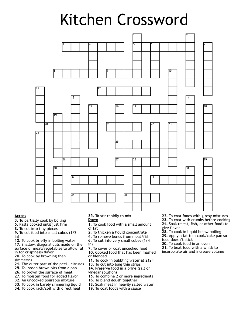 Kitchen Crossword