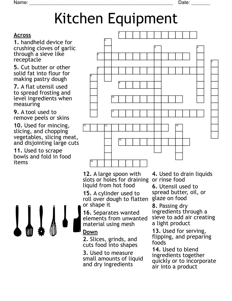 Kitchen Equipment  Crossword
