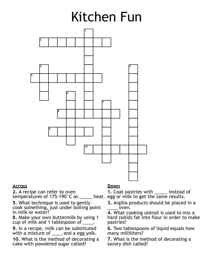 Kitchen Fun Crossword