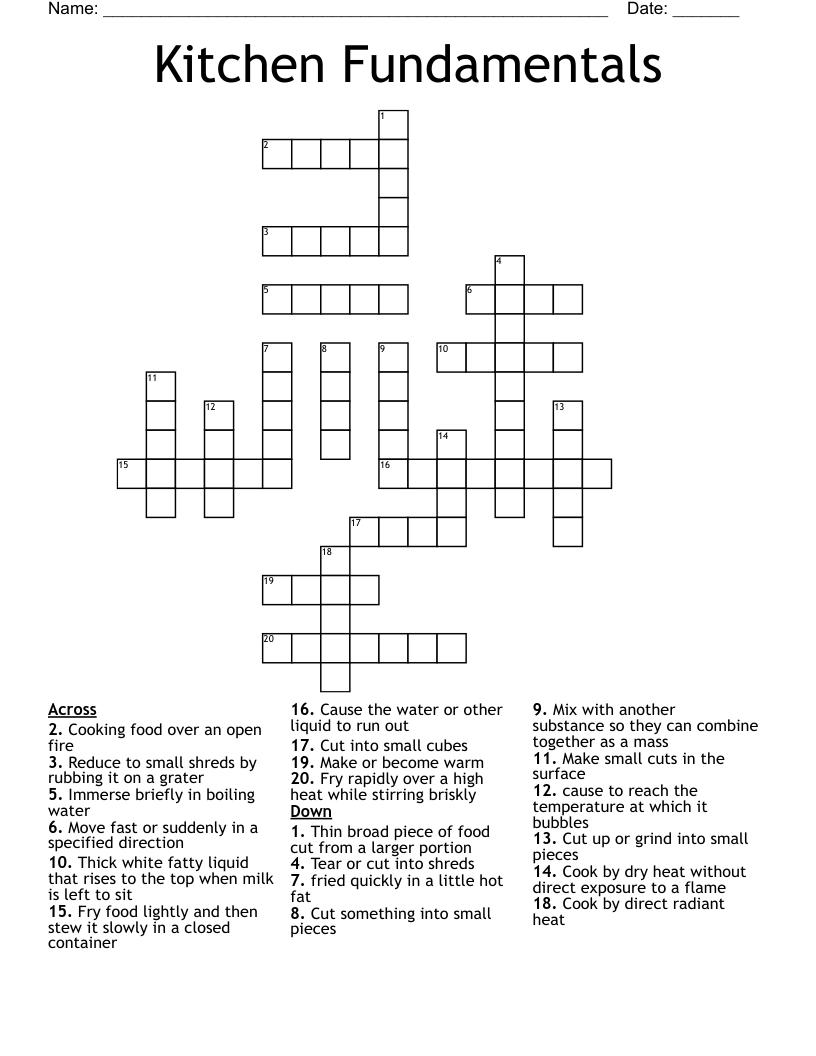 Kitchen Fundamentals Crossword