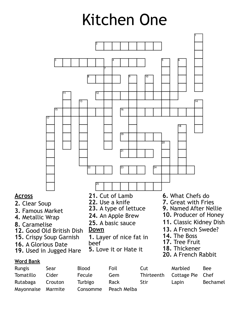 Kitchen One  Crossword