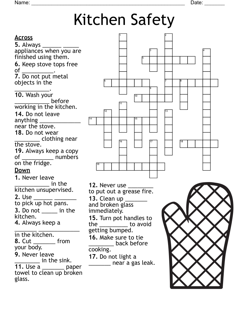 Kitchen Safety Crossword