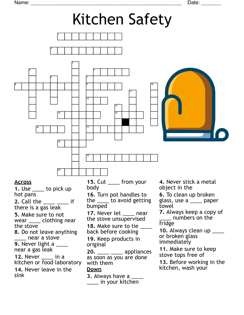 Kitchen Safety Crossword