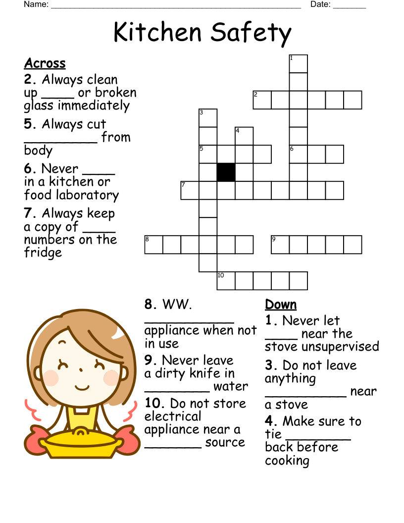 Kitchen Safety Crossword