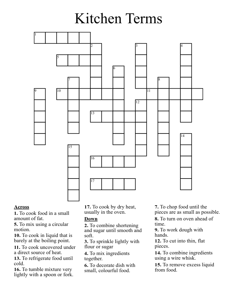 Kitchen Terms  Crossword