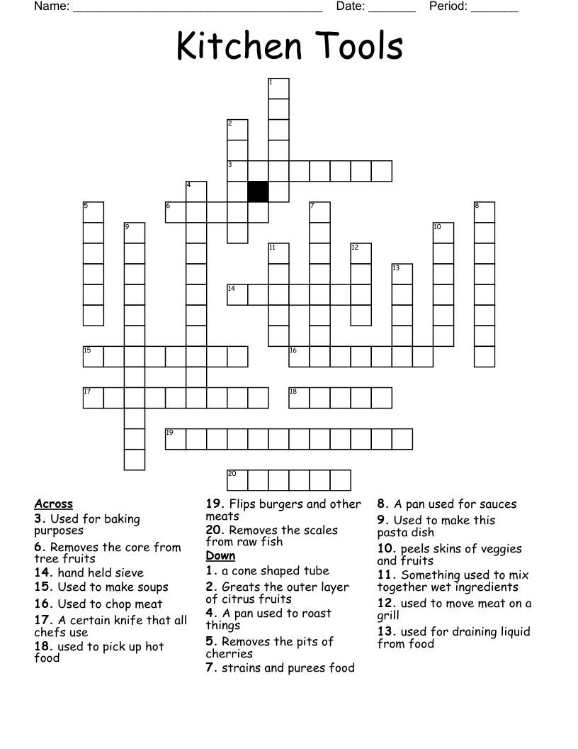 Kitchen Tools Crossword