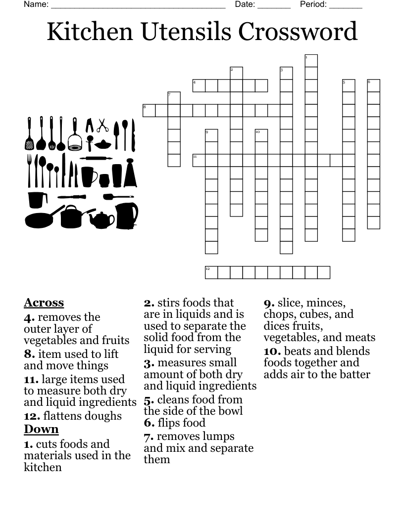 Kitchen Utensils Crossword
