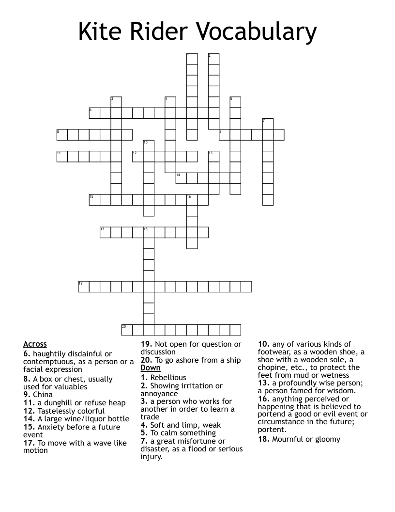 Kite Rider Vocabulary Crossword