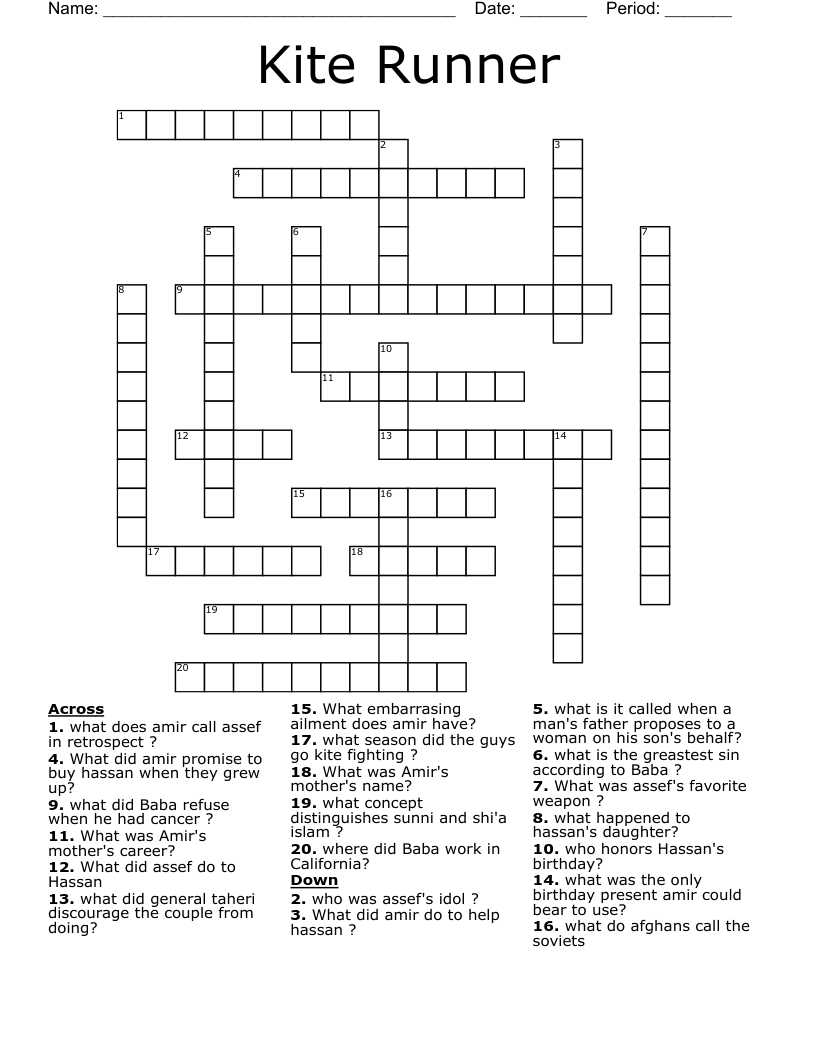 Kite Runner Crossword