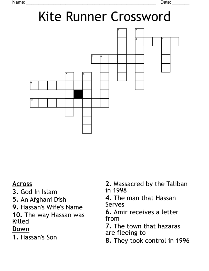 Kite Runner Crossword