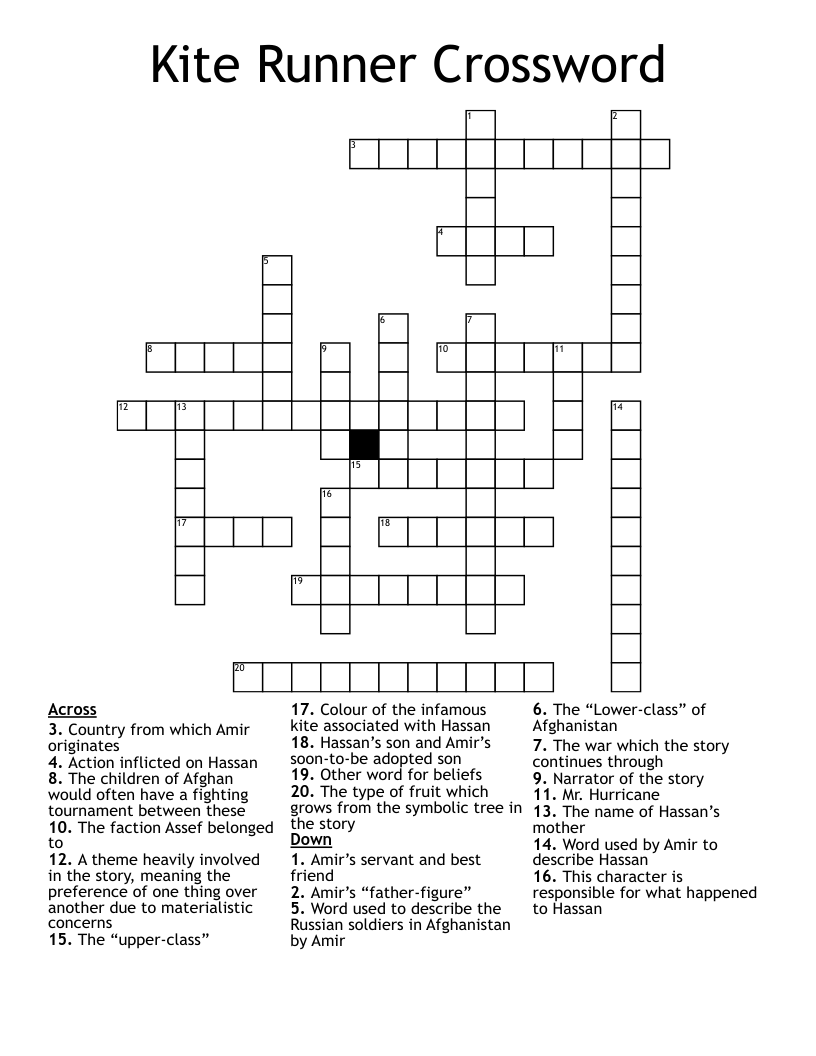 Kite Runner Crossword