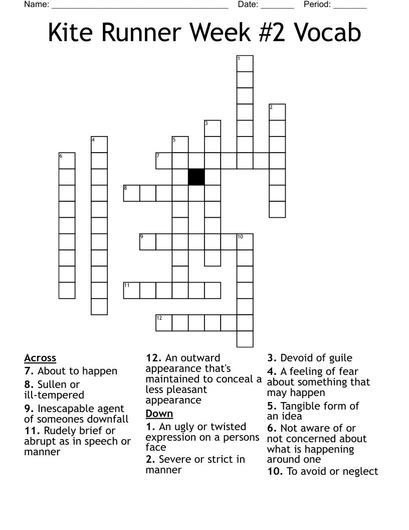 Kite Runner Week #2 Vocab  Crossword