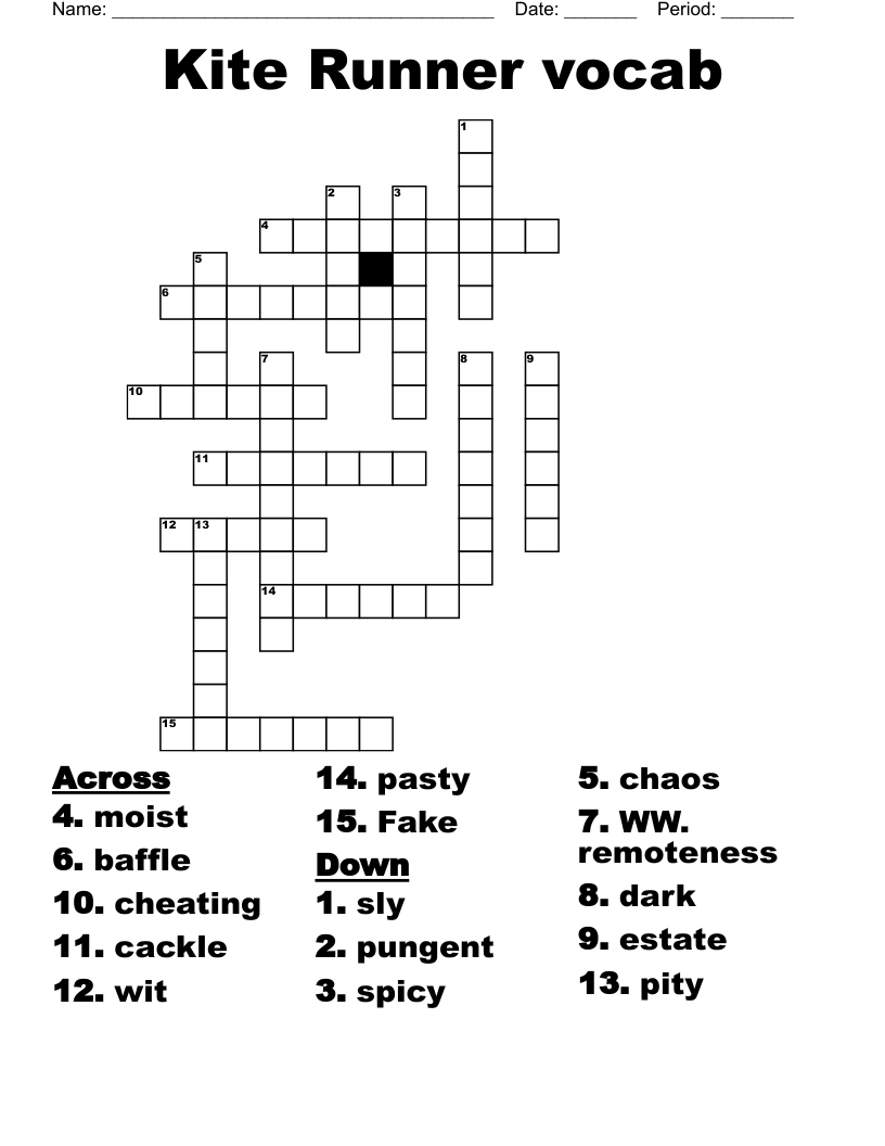 Kite Runner vocab Crossword
