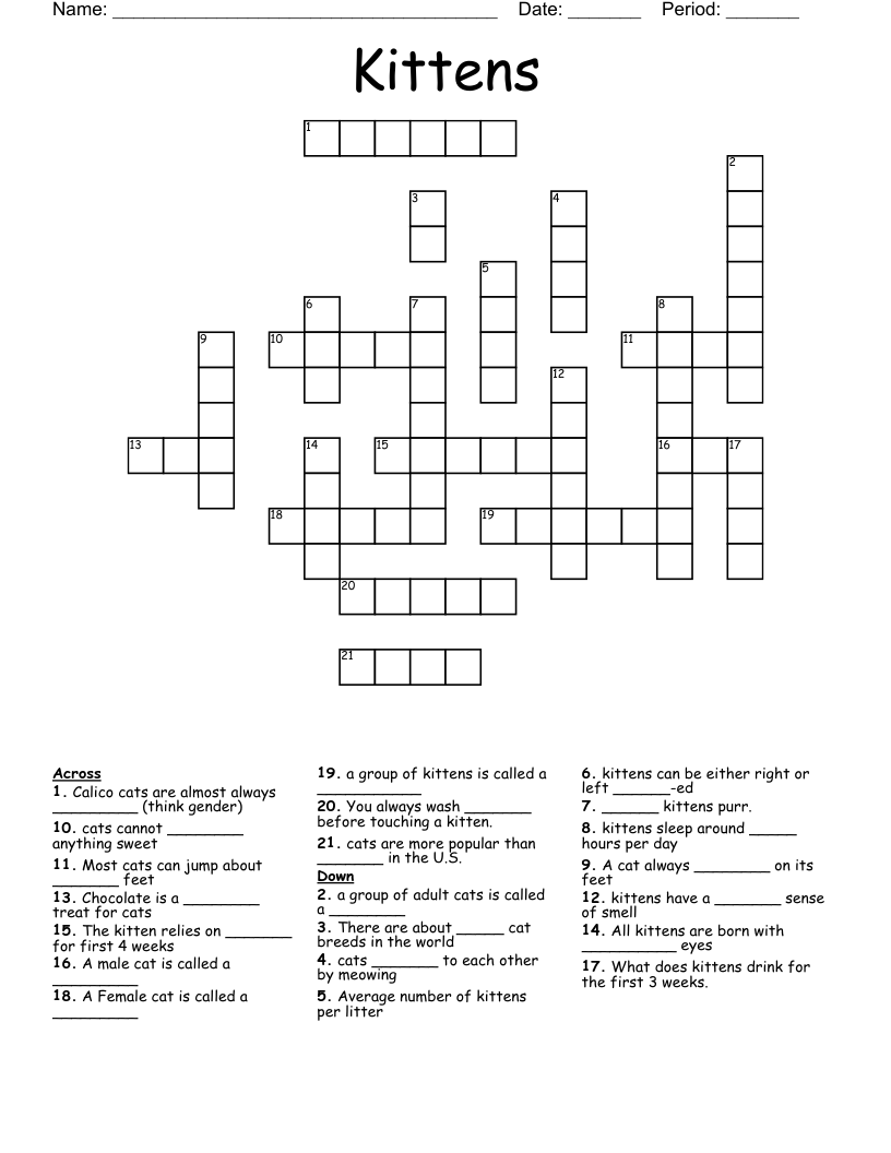 Kittens Crossword