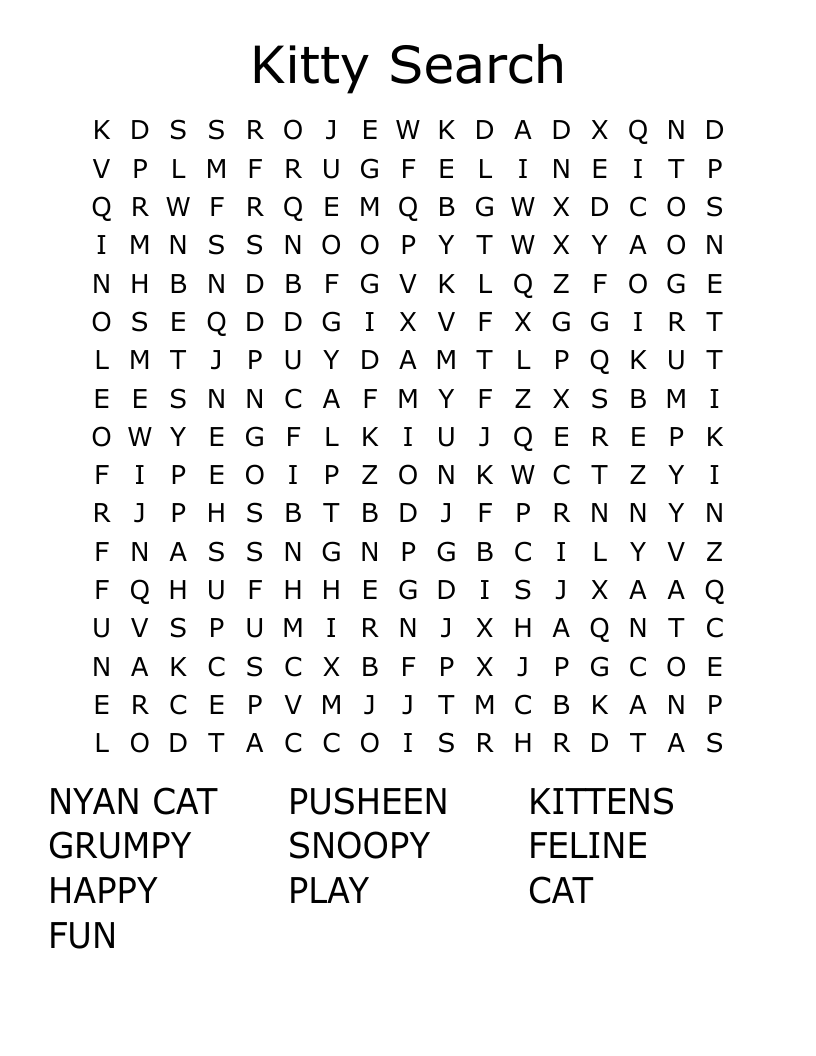 Kitty Search Word Search
