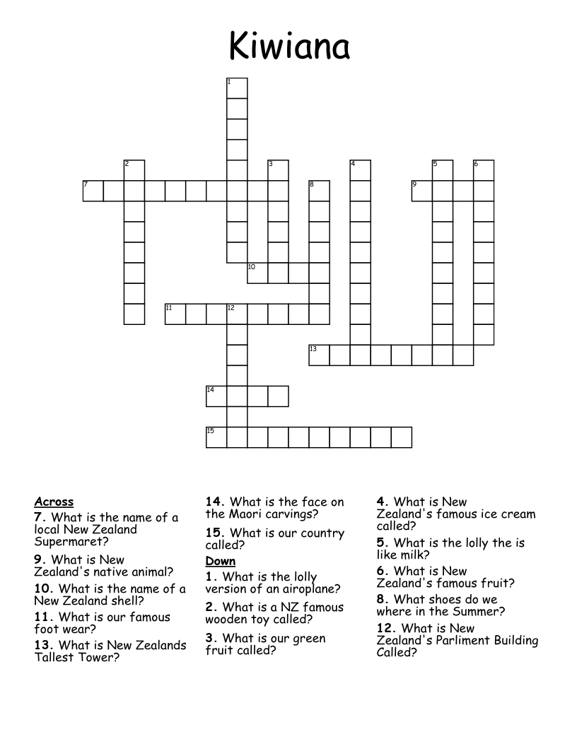 Kiwiana Crossword