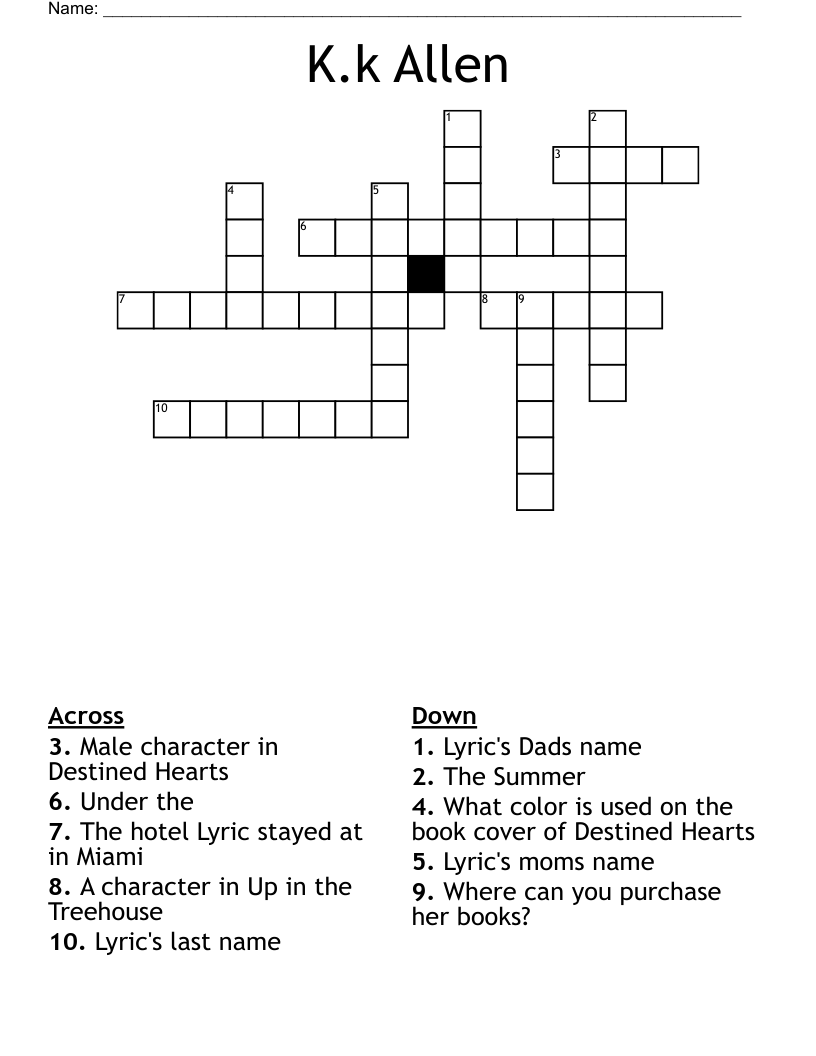 K.k Allen Crossword