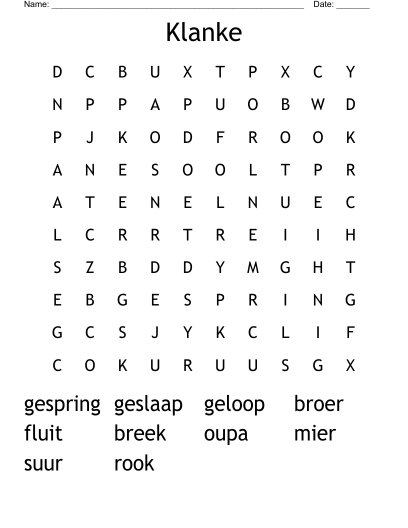 Klanke Word Search