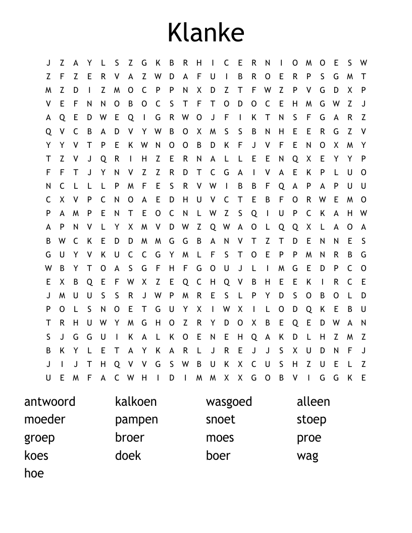 Klanke Word Search