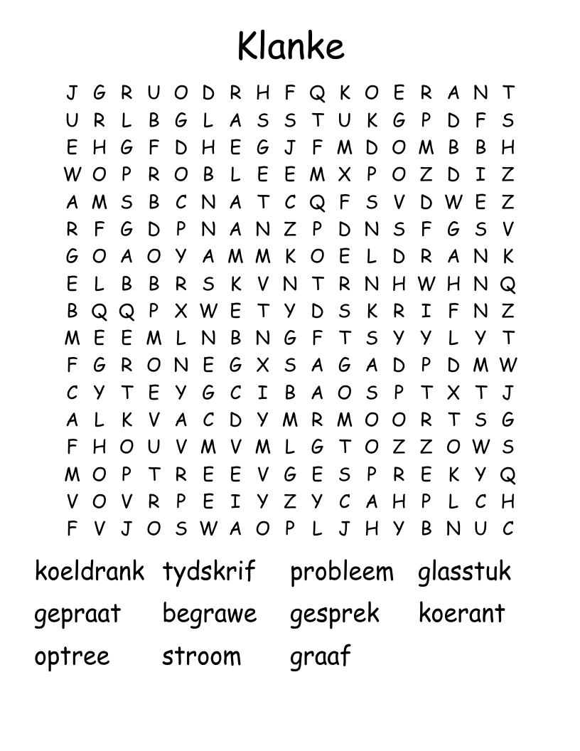 Klanke Word Search