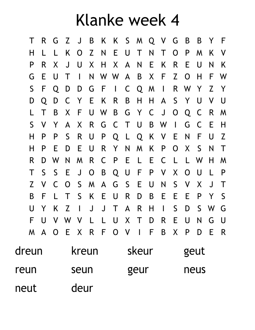 Klanke week 4 Word Search