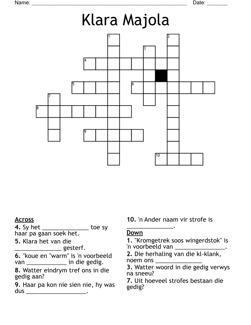 Klara Majola Crossword